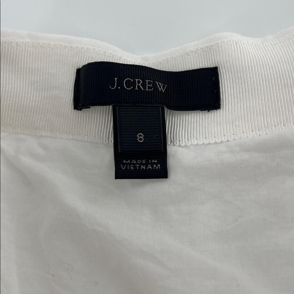 J Crew Linen Ruffle Faux Wrap Skirt White Size 8 resort spring mature vacation - Picture 5 of 11
